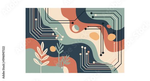 Abstract colorful circuit board design.