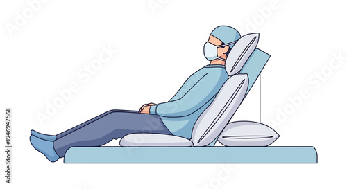 Patient Undergoing Medical Treatment While Reclining in a Hospital Bed for Examination