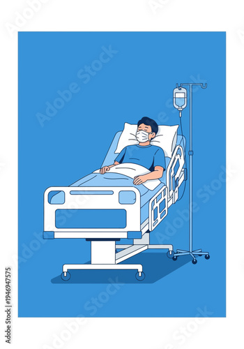 Patient Undergoing Medical Treatment With Intravenous Drip in Modern Hospital Bed Setting