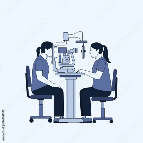 Patient Undergoes Comprehensive Eye Examination with Healthcare Professional Using Specialized