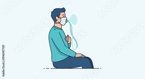 Patient Using Oxygen Mask Representing Respiratory Illness Medical Treatment