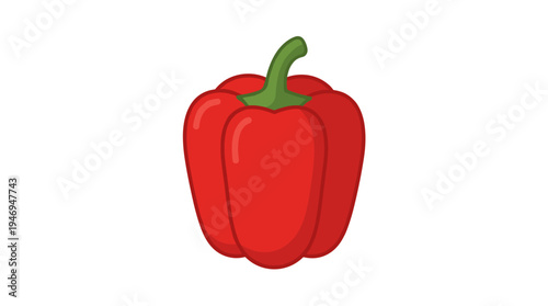 Bell pepper: a fresh, natural red vegetable rich in vitamins, grown organically and enjoyed sweetly as a culinary ingredient, depicted in a flat vector illustration against a white background