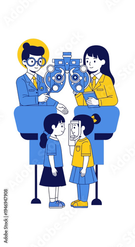 Pediatric Optometry: Eye Care Professionals Examining Young Patients with Precision and Care