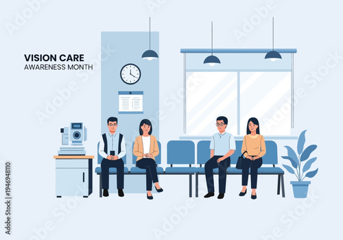People Waiting in an Optometrist's Office for an Eye Exam, Awareness Vision Care