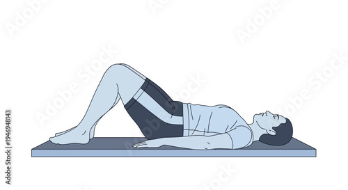 Performing Core Exercises Lying Down Depicted With Clean Lines And Simplified Colors