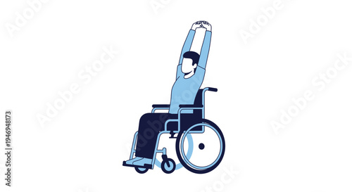Person In Wheelchair Stretching Arms High Illustrating Exercise And Wellness Concept
