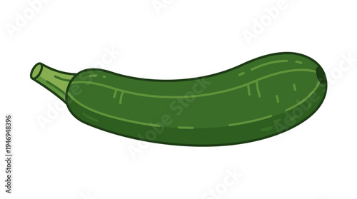 A green squash vegetable is depicted as a courgette icon set against a white background, showcasing a fresh raw plant that is natural, healthy, and illustrated in flat vector style as a whole
