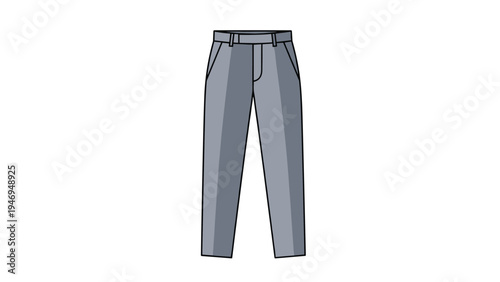 Pair of classic grey formal trousers for men or women, isolated on a plain white background for apparel display.