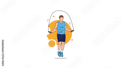 Athletic man skipping rope as part of his cardio and fitness routine, promoting health and active living.