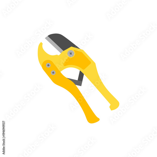 ratchet action PVC pipe cutter tool flat design vector illustration isolated on a white background for plumbing and construction