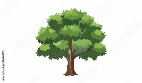 Realistic Green Tree Vector Illustration Eco Friendly Nature Concept