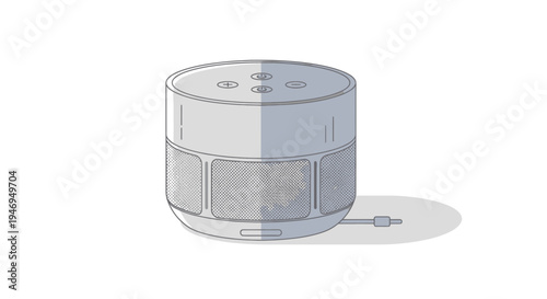 Smart Speaker Device with Voice Assistant Technology Illustration