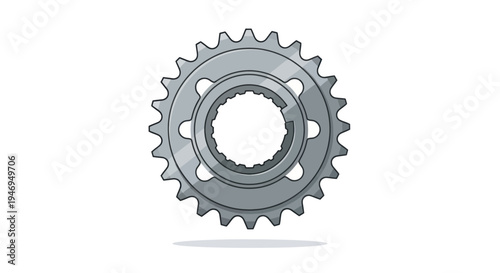 Industrial metal gear mechanism element vector illustration