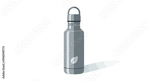 Eco-Friendly Reusable Water Bottle Isolated on White.