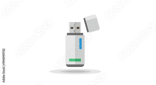 USB Flash Drive Illustration with Open Cap