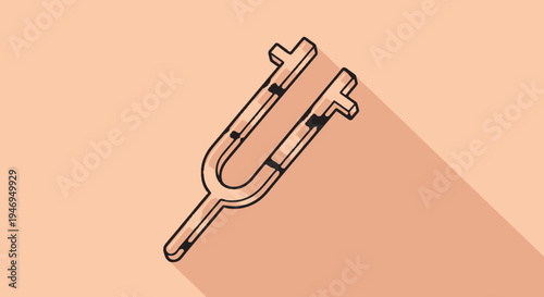 Musical tuning fork flat design illustration.