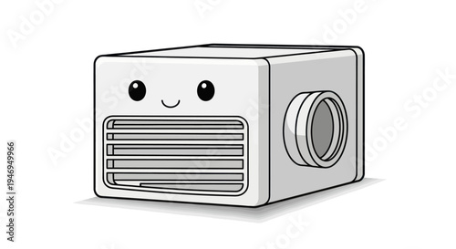 Cute cartoon air conditioner character on a white background