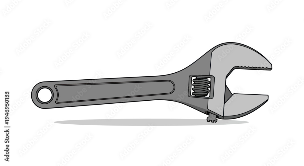Obraz premium Adjustable Wrench Hand Tool Illustration on White Background