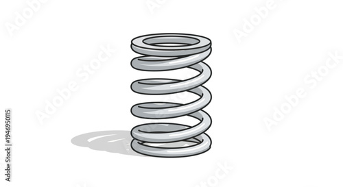 Gray metal compression spring isolated on a white background.