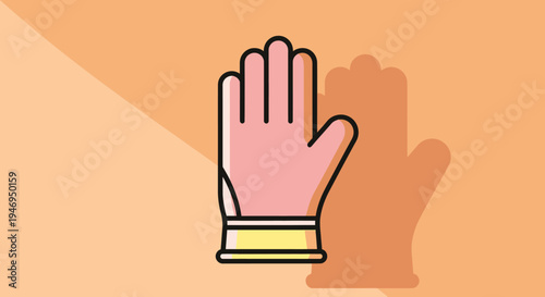 Illustrative pink rubber glove for household cleaning or medical protection.