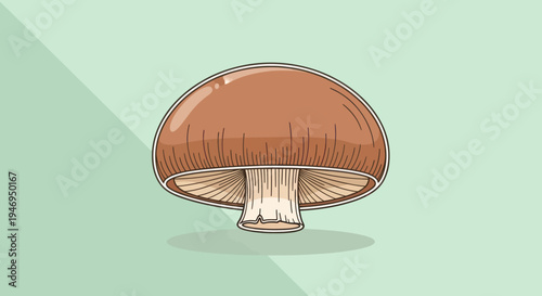 Charming cartoon brown mushroom illustration on a simple background