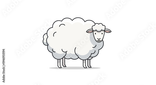 Wallpaper Mural A cute cartoon sheep standing on a white background. Torontodigital.ca