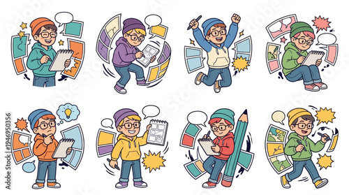 Creative Kids Drawing Comics, Storyboarding, and Imagining Ideas