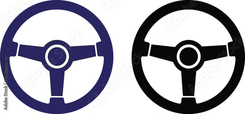 Car steering wheel icon representing driving control automobile vehicle navigation transport automotive steering system concept vector illustration