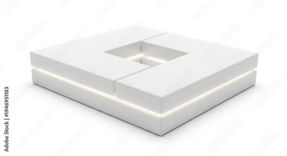 Naklejka premium Modern white sectional sofa with led lights isolated on white background for living room furniture design