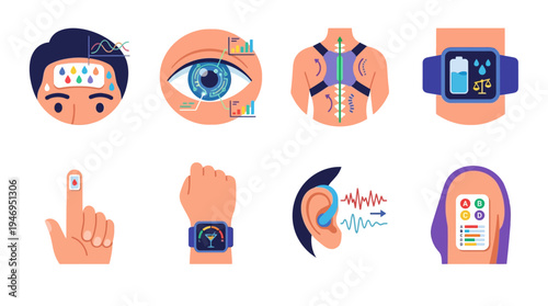 Health Monitoring Technology Icons