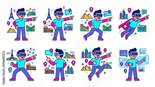 Man Exploring Virtual Reality Travel Destinations