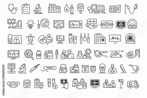 Comprehensive collection of medical and healthcare-related icons and symbols