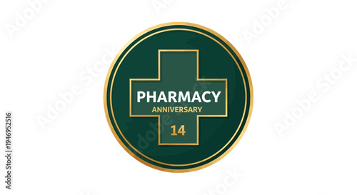 Pharmacy Anniversary Emblem: A Celebration Of 14 Years In The Healthcare Industry