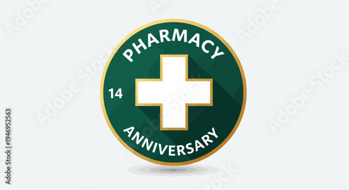Pharmacy Anniversary Emblem: Celebrating 14 Years Of Dedicated Healthcare Service Achievement
