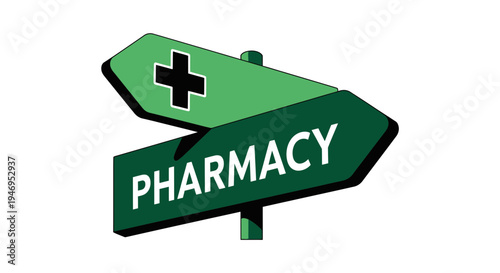 Pharmacy Direction Sign Symbolizing Health and Medicine Guidance for Healthcare