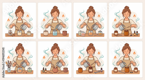 Candle Making Process Steps - Woman Pouring Wax