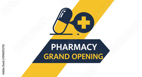 Pharmacy Grand Opening Banner: A Striking Vector Illustration for Medical Promotions
