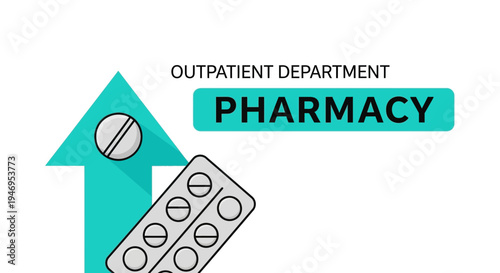 Pharmacy Healthcare Illustration Showcasing Medication, Medicine, And Outpatient Department