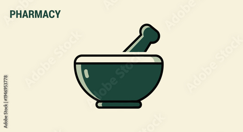 Pharmacy Icon: A Professional Illustration of a Mortar and Pestle for Medicinal Use