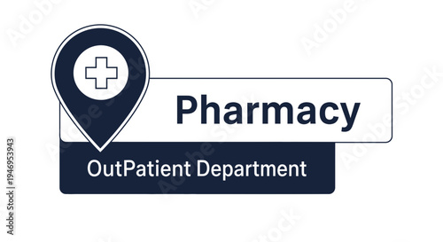 Pharmacy Location and Outpatient Department Medical Icon on White Background for Branding