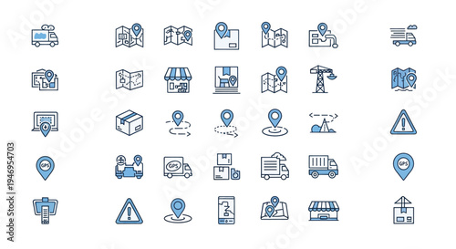 Delivery icons logistics and navigation