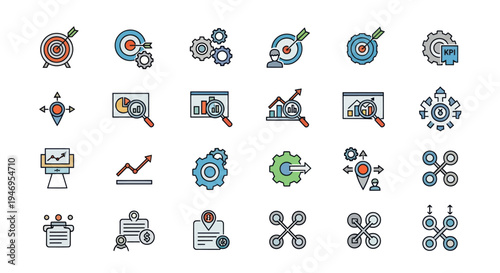 Business Analytics and Strategic Planning Icons Set