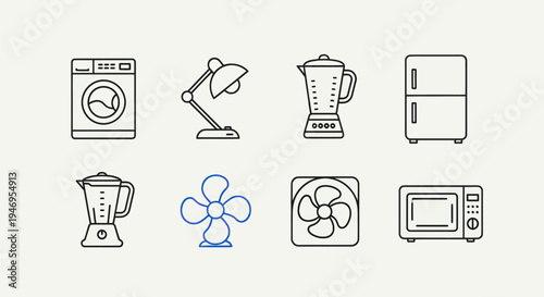 Household appliances icons set