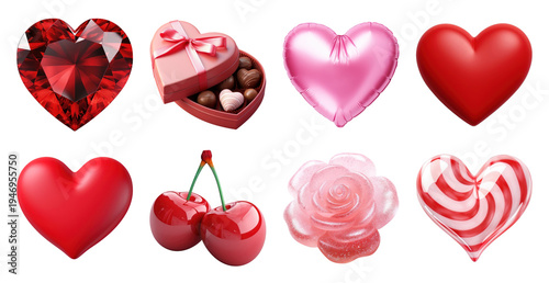 PNG Vibrant heart-themed Valentine's collection on transparent background