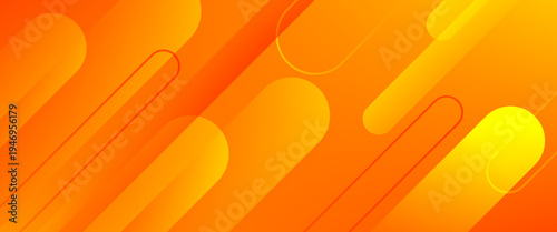 A vibrant abstract vector background featuring dynamic diagonal rounded stripes in warm orange and yellow. This high-energy design uses layered gradients and soft shadows for a sleek 3D effect.