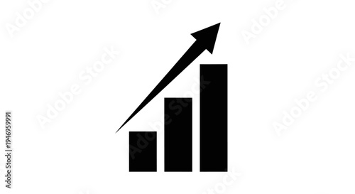 Black bar chart with rising arrow.