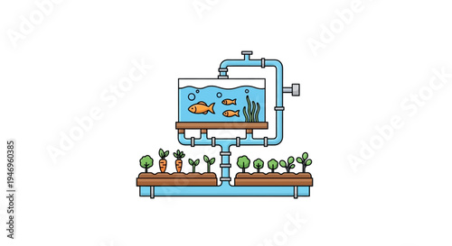 Aquaponics System Fish Plant Aquarium.