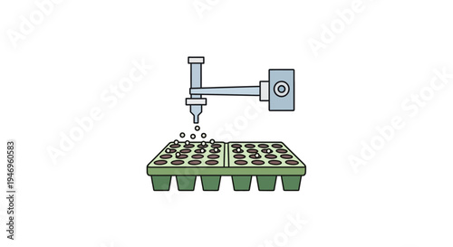 Automated robotic arm planting seedlings.