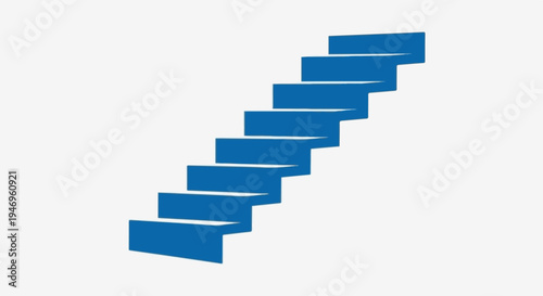 A simple graphic illustration of a blue staircase ascending diagonally against a plain white background
