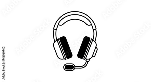 Black and white headset with microphone.